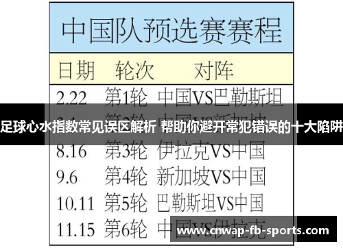 足球心水指数常见误区解析 帮助你避开常犯错误的十大陷阱