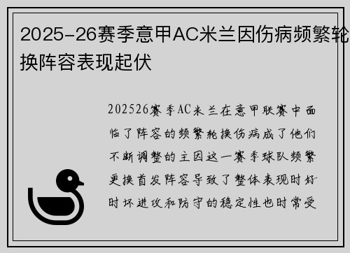 2025-26赛季意甲AC米兰因伤病频繁轮换阵容表现起伏